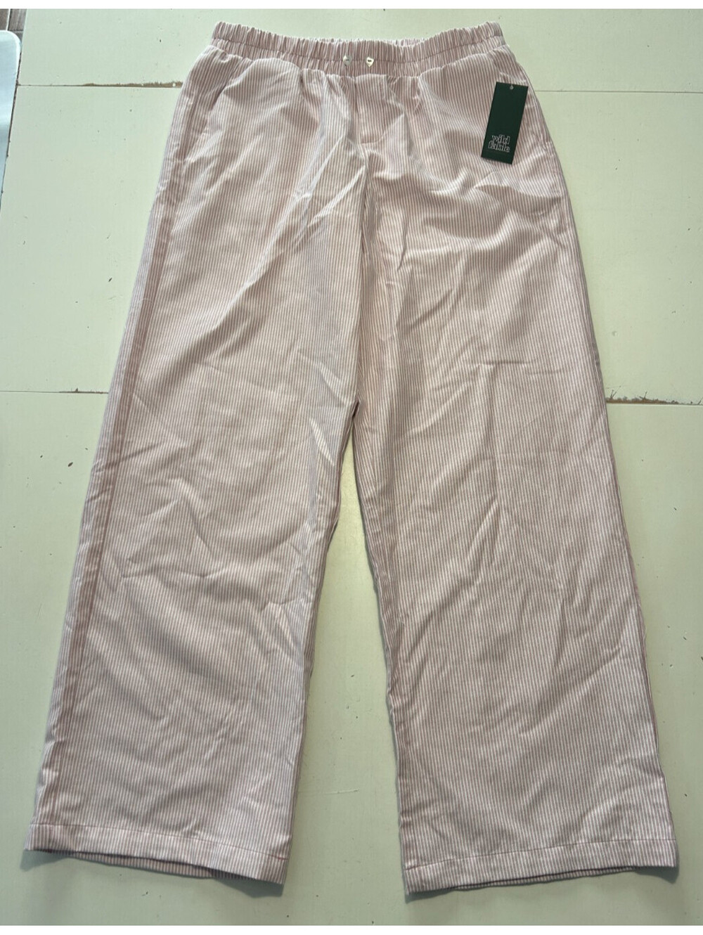 Women's Mid-Rise Relaxed Leg Pull-On Pants - Wild Fable Pink Striped XS